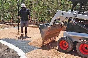 CORE Gravel 50-35HD being covered during a driveway installation.