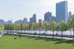 Visitors enjoying the park in the summer.