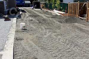 Once the driveway area was prepped with a level bed of compacted sand it was ready for the layer of geocell grids and a weed free membrane.
