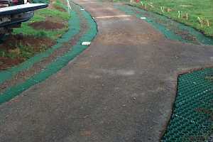 Once in place the grid structure is filled with soil.